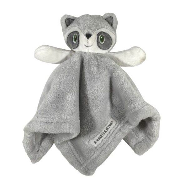Blankets & Beyond Plush Raccoon Lovey Security Blanket Gray White 11 inches - Picture 2 of 10